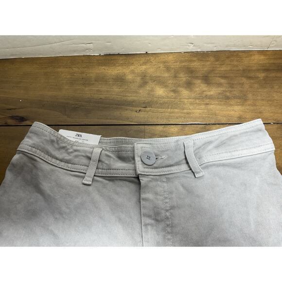 Zara The Marine Straight Jeans Womens 8 Gray High Rise Wide Leg Raw Hem Denim - Picture 4 of 11